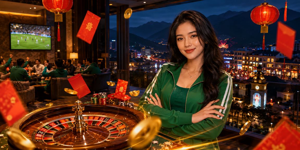 Bàn roulette tại Sapa với ánh đèn lồng tạo không khí casino đêm